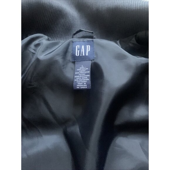 GAP Jacket Womens M Puffer Coat Puff Hooded Down Fill Waterfowl Navy RN54023 - Picture 7 of 10